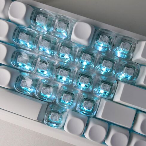 JSJT Crystal Blank Transparent Keycaps, Backlit Clear Keycap, 21 Keys PC Material Custom DIY Sweet Heart Keyboard Caps Moa Profile for MX Switches Mechanical Keyboards in Kuwait