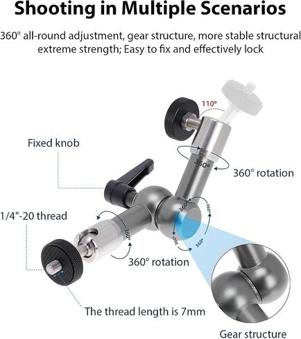 Diyeeni 360 ° Ball Head Camera Mount Bracket ، تصميم الأخدود على شكل U ، حامل شاشة ، متوافق مع قوس الكاميرا ، المصباح ، مصباح LED ، شاشة LCD (11 بوصة RJ088) in Saudi Arabia