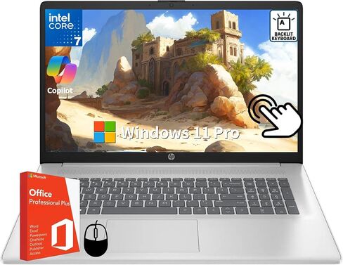 HP 17.3 جهاز كمبيوتر محمول لشاشة تعمل باللمس ، معالج Intel 10-Core 7 150U (10 نوى ، حتى 5.4 جيجا هرتز) ، ذاكرة وصول عشوائي 64 جيجابايت ، 1 تيرابايت SSD ، Copilot ، لوحة المفاتيح الخلفية ، Wi-Fi 6 ، Windows 11 Pro ، ترخيص Office Pro LifeTime in Kuwait