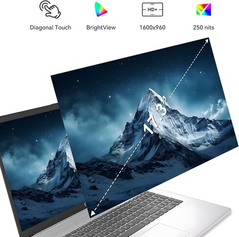 HP 17.3 "كمبيوتر محمول من شاشة اللمس ، Intel Core I7-1355U حتى 5.0 جيجا هرتز ، 32 جيجا بايت DDR4 RAM ، 1TB PCIE SSD ، HD+ Display ، Wi-Fi 6 ، Webcam ، لوحة مفاتيح Numeric ، Windows 11 Pro مع مجموعة الملحقات ، Silver in Kuwait