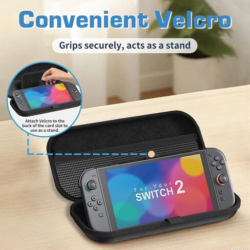 Sihuadon Carrying Case متوافق مع Nintendo Switch 2 ، حالة سفر شل Slim Hard Shell مع 10 فتحات بطاقة لعبة ، حقيبة تخزين للتبديل 2 حزام يدوي ، هدايا للاعبين/الأصدقاء ، الأسود in Kuwait