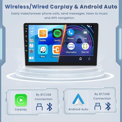 ستيريو سيارة Roinvou Android لسيارة Toyota Prius (LHD) 2010-2015، راديو سيارة CarPlay لاسلكي مدمج مع Android Auto، شاشة لمس 9 بوصات في لوحة القيادة GPS ودعم مرآة Link BT FM WiFi AHD رؤية خلفية in Kuwait