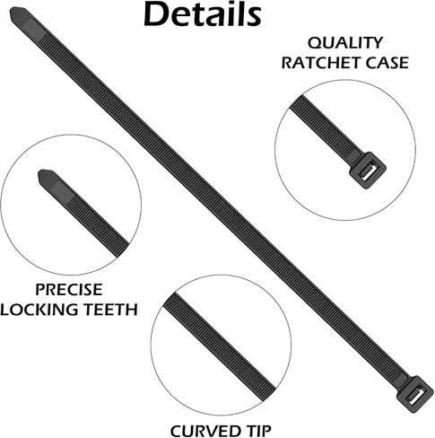 Zip Ties, 12 inch (100 Pack), Black, 50 lb UV Resistant Cable Ties for Indoor & Outdoor in Saudi Arabia