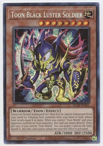 Toon Black Luster Soldier - BLCR -EN065 - Secret Rare - 1st Edition in Kuwait