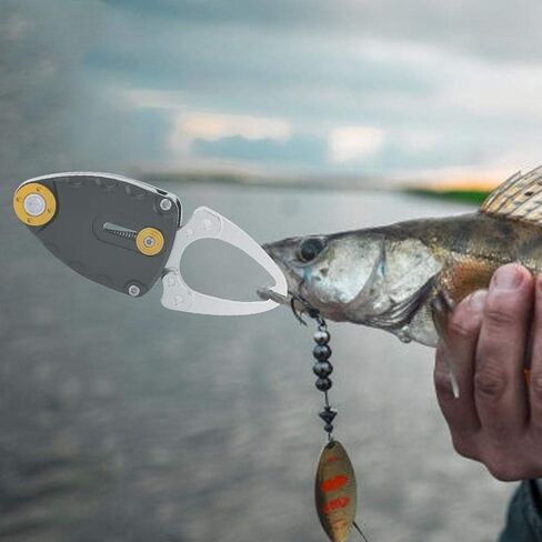 Zerone Fish Lip Gripper, Lightweight Portable Aluminum Alloy Fishing Lip Grip Sea Saltwater Fish Grabber Clamp Trigger Compact Fishing Tackle Tool Accessory(Black) in Saudi Arabia