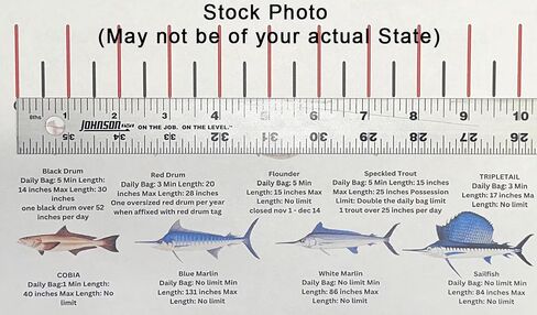 Generic Florida Gulf Coast Fishing Regulations and Fish ID Fish Ruler Decal - Updated Regularly as New Regulations Take Effect in Saudi Arabia