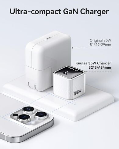 Kuulaa USB C Charger Block 35W iPhone Charger Fast Charging Gan PPS Compact Wall Chargers ، محول الطاقة USB-C لـ iPhone 16/15/14/13 ، Galaxy S25/S24/S23 (أرجواني) in Kuwait