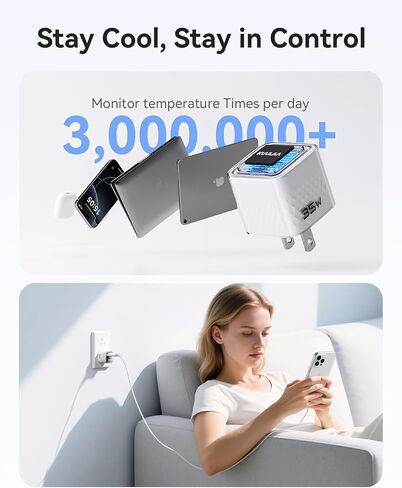 Kuulaa USB C Charger Block 35W iPhone Charger Fast Charging Gan PPS Compact Wall Chargers ، محول الطاقة USB-C لـ iPhone 16/15/14/13 ، Galaxy S25/S24/S23 (أرجواني) in Kuwait
