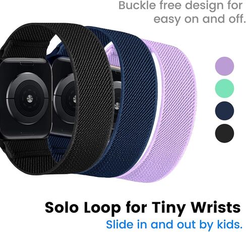 Stretch Solo Loop for Kids Apple Watch Band SE/2 & Series 9/8/7/6/5/4/3, Soft Elastic Nylon Sport Strap for Kids Girls Boys iWatch Band 38/40/41mm & 42/44/45mm in Saudi Arabia