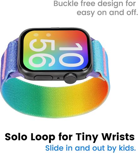 Stretch Solo Loop for Kids Apple Watch Band SE/2 & Series 9/8/7/6/5/4/3, Soft Elastic Nylon Sport Strap for Kids Girls Boys iWatch Band 38/40/41mm & 42/44/45mm in Saudi Arabia