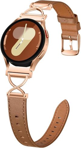 GEAK Leather Band Compatible with Samsung Galaxy Watch 7 Band 6 5 4 FE 40mm 44mm, Watch 6 Classic/5 pro/Active 2, 20mm Dressy Replacement Strap with X-Shape Design for Samsung Watch Bands Women in Kuwait