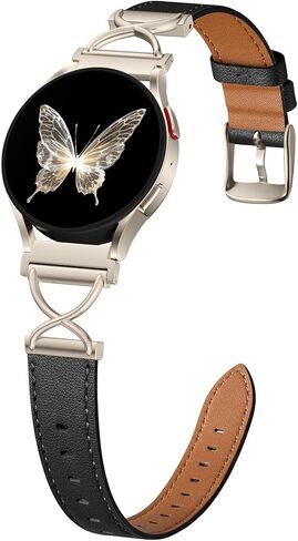 فرقة جلدية Geak متوافقة مع Samsung Galaxy Watch 7 Band 6 5 4 Fe 40mm 44mm ، شاهد 6 Classic/5 Pro/Active 2 ، حزام بديل 20 ملم مع تصميم على شكل X لفرق Samsung Watch Women in Saudi Arabia