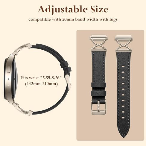 فرقة جلدية Geak متوافقة مع Samsung Galaxy Watch 7 Band 6 5 4 Fe 40mm 44mm ، شاهد 6 Classic/5 Pro/Active 2 ، حزام بديل 20 ملم مع تصميم على شكل X لفرق Samsung Watch Women in Saudi Arabia