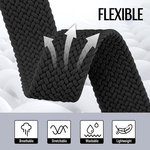 حلقة منفردة مطاطية مضفر متوافقة مع Apple Watch Ultra 2 Band 49mm 46mm 45mm 44mm 42mm 41mm 41mm 40mm 38mm Men Women ، نايلون سبورت أشرطة مع مشبك المظلة لسلسلة Iwatch 10 9 8 7 6 SE 5 4 4 3 in Kuwait