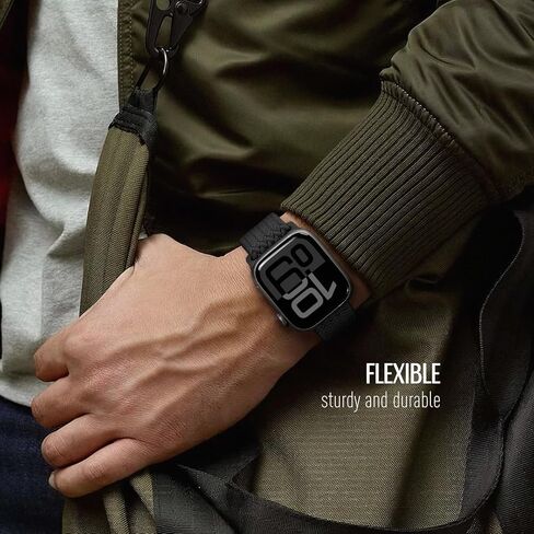 حلقة منفردة مطاطية مضفر متوافقة مع Apple Watch Ultra 2 Band 49mm 46mm 45mm 44mm 42mm 41mm 41mm 40mm 38mm Men Women ، نايلون سبورت أشرطة مع مشبك المظلة لسلسلة Iwatch 10 9 8 7 6 SE 5 4 4 3 in Kuwait