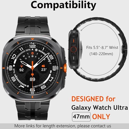 حزام معدني من WINGLE لساعة Samsung Galaxy Watch Ultra Bands 47 مم للرجال، درع متين مصمم بسوار من الفولاذ المقاوم للصدأ أنيق كاجوال للأعمال Galaxy Watch 7 Ultra Bands مع مشبك قابل للطي على شكل فراشة in Kuwait