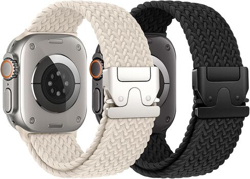 Braided Stretchy Solo Loop Compatible for Apple Watch Ultra 2 Band 49mm 46mm 45mm 44mm 42mm 41mm 40mm 38mm Men Women, Nylon Sport Bands with Parachute Buckle for iWatch Series 10 9 8 7 6 SE 5 4 3 in Kuwait