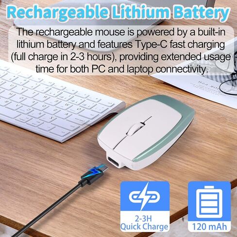 Wireless Mouse Mini Small Bluetooth with Card Reader (Up to 2TB) Portable Silent Rechargeable Optical Travel Thin Finger Mice for PC Smartphone Laptop Tablet Android Windows Gift（Gray） in Kuwait