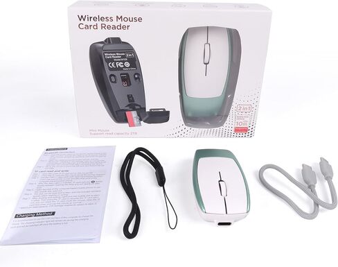 Wireless Mouse Mini Small Bluetooth with Card Reader (Up to 2TB) Portable Silent Rechargeable Optical Travel Thin Finger Mice for PC Smartphone Laptop Tablet Android Windows Gift（Gray） in Kuwait