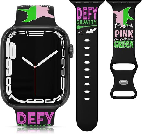 الفرقة الرياضية ذات الطابع الساحر متوافق مع فرق Apple Watch 41mm 40mm 38mm 49mm 45mm 44mm 42mm ، استبدال السيليكون الناعم اللطيف لـ Iwatch Ultra Se Series 10 9 8 7 6 5 4 3 2 1 ، Magic Broom & Bat in Kuwait