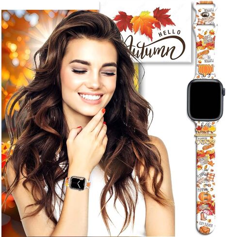 سحر عطلات ساعة مشاهدة مع فرقة متوافقة مع Apple Watch مع حلقات زخرفية وحلقات 38 مم/40 مم/41 مم/42 مم/44 مم/45/49 مم لأجهزة iPhone iWatch SE/Series9 8 7 6 5 4 3 2 1 حزام بديل in Saudi Arabia