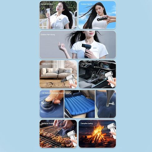 ZJchao 80000RPM Electric Air Duster, High Speed Wind Power Adjustable Air Blower Dry Blower for Computer, Office, Car, Includes 3 Nozzles, AI Chip Guard, Type C Charging Port (Dark Gray) in Saudi Arabia