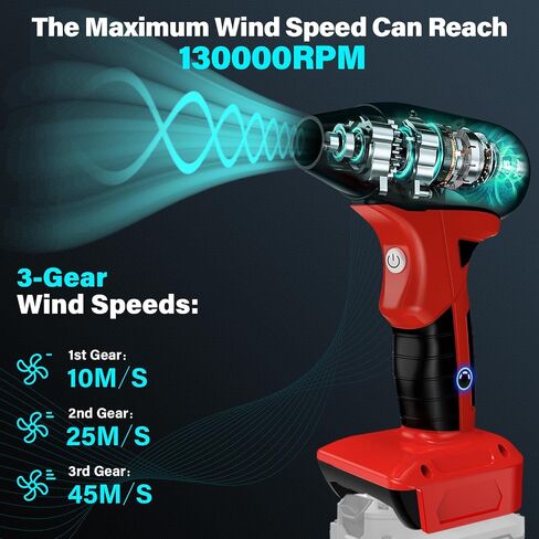Craftsman 20V Jet Dry Mini Blower - Super Jet Fan Blower, 130000 RPM, Compressed Air Duster with 3 Adjustable Speeds for Computer, Outdoors, Car, Home in Kuwait