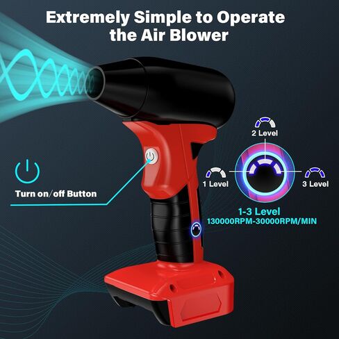 Craftsman 20V Jet Dry Mini Blower - Super Jet Fan Blower, 130000 RPM, Compressed Air Duster with 3 Adjustable Speeds for Computer, Outdoors, Car, Home in Kuwait