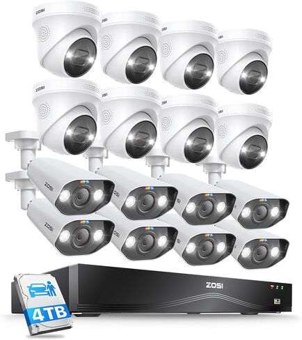 ZOSI 32CH 4K PoE Security Camera System, Face Person Vehicle Detection, 2 Way Audio, Spotlight Siren, 32pcs 8MP Outdoor Indoor IP Cameras, 32 Channel 4K NVR with 8TB HDD for 24/7 Recording in Saudi Arabia