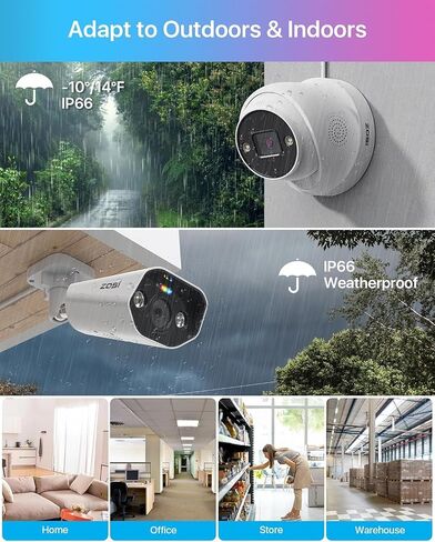 ZOSI 32CH 4K PoE Security Camera System, Face Person Vehicle Detection, 2 Way Audio, Spotlight Siren, 32pcs 8MP Outdoor Indoor IP Cameras, 32 Channel 4K NVR with 8TB HDD for 24/7 Recording in Saudi Arabia