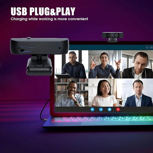 كاميرا ويب 4K للكمبيوتر الشخصي والكمبيوتر المحمول-Ultral HD 4K ، AI Autofocus ، دعم DZoom و EPTZ ، ميكروفونات إلغاء الضوضاء المدمجة وغطاء الخصوصية القابل للانزلاق لاجتماعات العمل ، المؤتمرات ومكالمات الفيديو in Kuwait