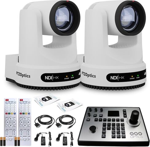 Ptzoptics 2 X Move 4K SDI/HDMI/USB/IP PTZ مع تكبير بصري 20x (أبيض) (PT20X-4K-WH-G3) PT-Joy-G4 Controller in Kuwait