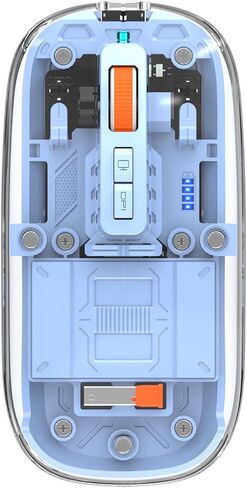 الماوس اللاسلكي الشفاف الحديث-تصميم القشرة المغناطيسية ، 3 ووضع (Bluetooth + USB مزدوج) ، سطح مكتب قابل لإعادة الشحن ، لمسة واحدة ، لجهاز MacBook/PC/iPad/Labtop (الأزرق) in Kuwait