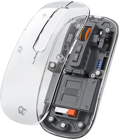 الماوس اللاسلكي الشفاف الحديث-تصميم القشرة المغناطيسية ، 3 ووضع (Bluetooth + USB مزدوج) ، سطح مكتب قابل لإعادة الشحن ، لمسة واحدة ، لجهاز MacBook/PC/iPad/Labtop (الأزرق) in Kuwait