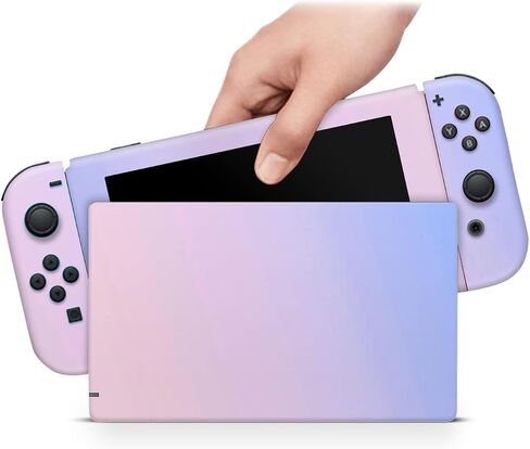 ZOOMHITSKINS Compatible for Switch Skin Cover, Pastel Turquoise Purple Lavender Ombre Blue Pink Rose Glossy Plain Solid, 3M Vinyl Decal Sticker Wrap, Made in The USA in Saudi Arabia