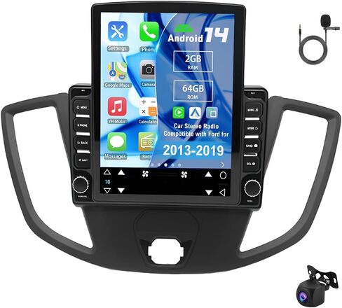 Android 14 Double Din Car Radio متوافق مع Ford لـ Transit 2013-2019 ، 4G+64G 9.7 "Stereo Screen Car Stereo مع Carplay Android Auto GPS WiFi Camera in Kuwait