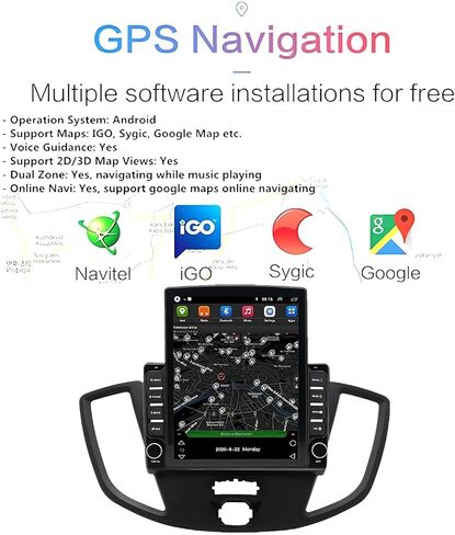 Android 14 Double Din Car Radio Compatible with Ford for Transit 2013-2019, 4G+64G 9.7" Touch Screen Car Stereo with Wireless Carplay Android Auto GPS WiFi Mic Backup Camera in Saudi Arabia
