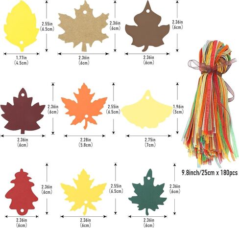 jijAcraft 150Pcs Paper Leaves Gift Tags with String, Maple Leaf Tags for Thanksgiving, 3 Colors Fall Leaves Labels, Fall Cutouts for Autumn Thanksgiving, Classroom Leaves Cutouts Artificial in Kuwait