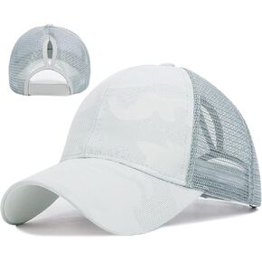 قبعة بيسبول شبكية للنساء عالي كعكة ذيل حصان قبعة مموهة قبعة الشاحنة القبع in Kuwait