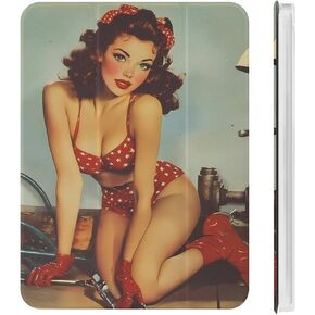 قضية عتيقة مثيرة pin-up fix-it-women مع حامل القلم رفيع الخفيفة الوزن trifold موقف متوافق مع iPad mini 4/5/6 mini6 （8.3in） in Kuwait