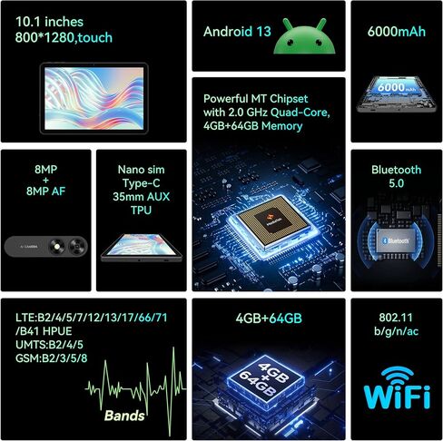 Foxx C10 2-in-1 Smart Call Calling أقراص 10.1 "HD كبير 6000 مللي أمبير في الساعة بطارية مزدوجة 8 ميجابكسل كاميرات رباعية النواة. in Saudi Arabia