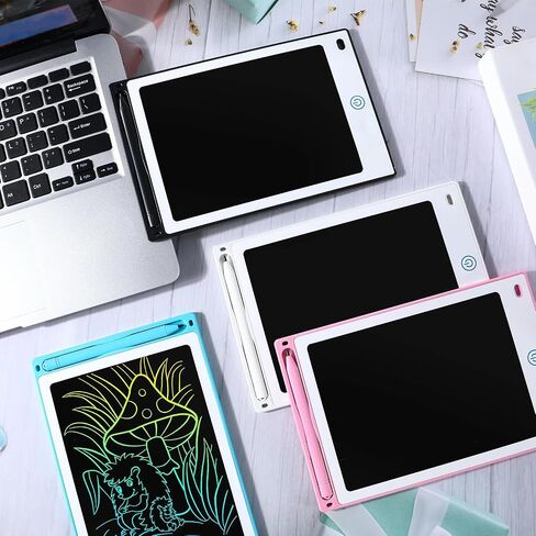 16 قطعة من لوحة الرسم اللوحية LCD للكتابة للأطفال مقاس 8.5 بوصة لوحة رسم LCD ملونة قابلة لإعادة الاستخدام للفتاة الصبية الصغار هدية لعبة تعليمية، 4 ألوان (أسود، أبيض، أزرق فاتح، أحمر فاتح) in Kuwait