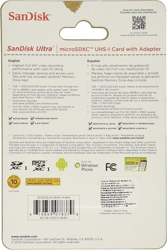 Sandisk Ultra 64GB MicroSDXC Class 10 UHS CARMED تسريع ما يصل إلى 30 ميجابايت/ثانية مع محول ، عبوات خالية من الإحباط-SDSDQU-064G-AFFP-A [الإصدار القديم] in Saudi Arabia