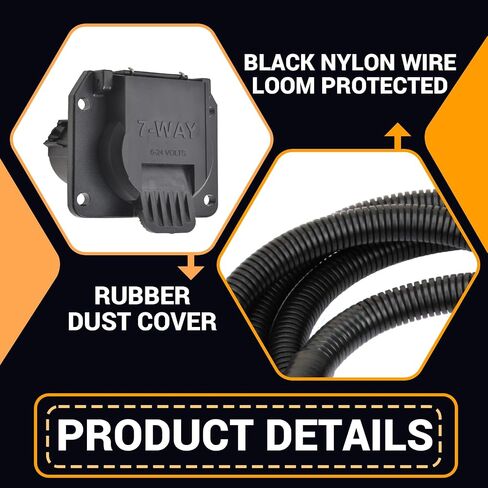 7-Foot 7-Pin Truck Bed Trailer Wiring Plug Harness Extension for Fifth-Wheel and Gooseneck Trailers Compatible with 1995-2009 Dodge Ram 1500 2500 3500 1995-2010 Dodge Dakota in Saudi Arabia
