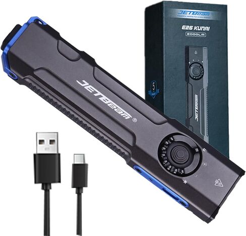 Jetbeam E26 EDC المصباح التكتيكي 2000 LUMENS USB-C قابلة لإعادة الشحن مع شعاع أخضر ، 365NM الأشعة فوق البنفسجية ومصابيح الجيب المحمولة LED الأبيض ، المصادر الثلاثية للطوارئ ، العمل ، detecton وصمة عار (مع البطارية) in Kuwait