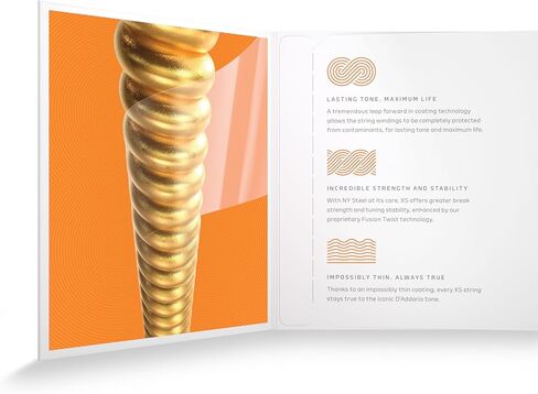 أوتار جيتار داداريو - أوتار جيتار صوتي مطلية بالبرونز XS 80/20 - XSBR1253 - أقصى عمر مع ملمس ناعم ونغمة استثنائية - لـ 6 أوتار جيتار - 12-53 ضوء in Kuwait