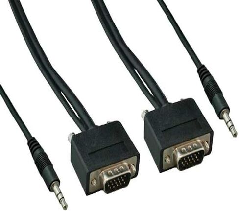 6 ft. Slim SVGA HD15 Male to Male Monitor Cable with Stereo Audio - Black in Saudi Arabia