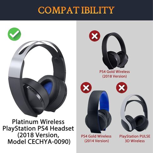 SOULWIT Ear Pads Cushions for Sony Platinum Wireless PlayStation PS4 Headset, Replacement Earpads for 2018 Version, Headphone Model CECHYA-0090 (PL Black) in Saudi Arabia