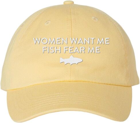 Women Want Me Fish Fear Me Embroidered Baseball Cap Adjustable Cotton Dad Hat in Saudi Arabia