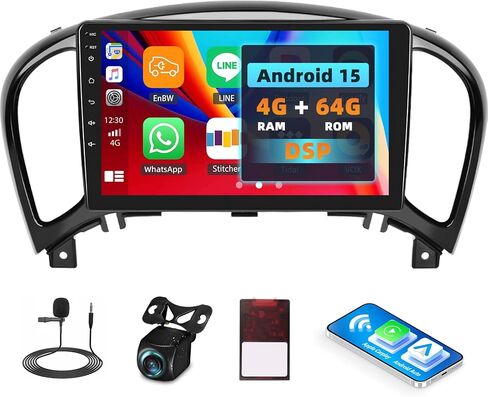 [4G+64G] Android 15 Car Stereo for Nissan Juke 2011-2016 with Wireless CarPlay Android Auto,9 inch Touchscreen Car Radio with Mirror Link Voice Control WiFi/GPS,Bluetooth,FM/RDS SWC+Backup Camera in Saudi Arabia